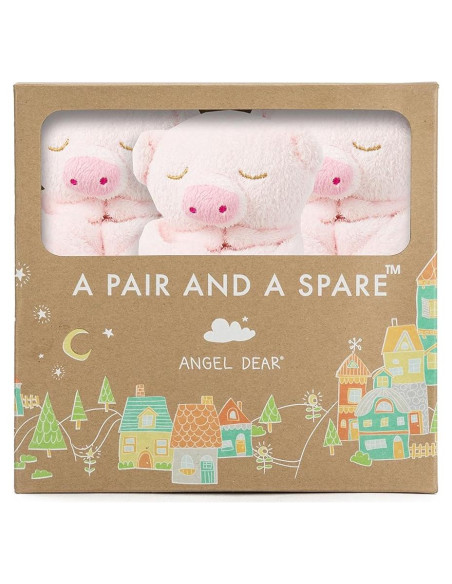 Conjunto de 3 Mantas Angel Dear Cerdito Rosa 35.56x35.56 cm