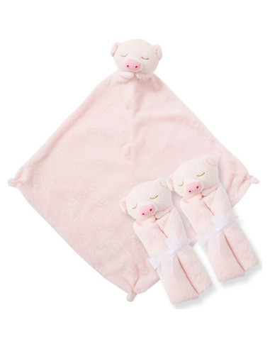 Conjunto de 3 Mantas Angel Dear Cerdito Rosa 35.56x35.56 cm