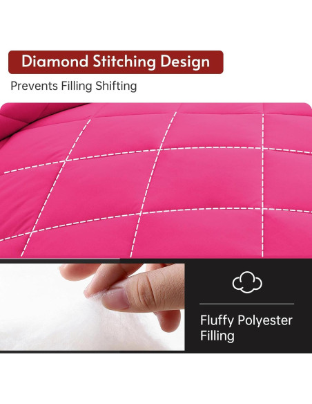 Juego de Edredón Individual MUXHOMO 5 Piezas Microfibra Rosa