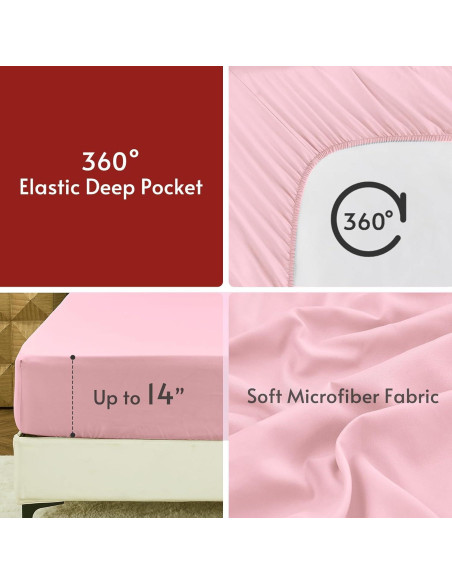 Juego de Edredón Individual MUXHOMO 5 Piezas Microfibra Rosa