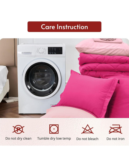 Juego de Edredón Individual MUXHOMO 5 Piezas Microfibra Rosa