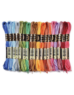 Hilo de Bordado de Poliéster CABODYALS 18 Madejas Arcoíris