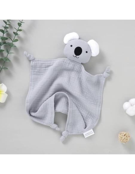 Manta de Seguridad para Bebés LAWKUL Koala Gris 40x40 cm Manta de Seguridad para Bebés LAWKUL Koala Gris 40x40 cm