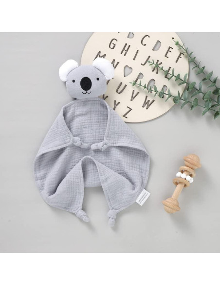 Manta de Seguridad para Bebés LAWKUL Koala Gris 40x40 cm Manta de Seguridad para Bebés LAWKUL Koala Gris 40x40 cm