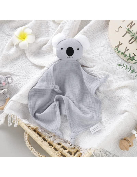 Manta de Seguridad para Bebés LAWKUL Koala Gris 40x40 cm Manta de Seguridad para Bebés LAWKUL Koala Gris 40x40 cm