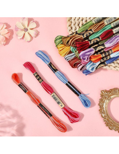 Hilo de Bordado de Poliéster CABODYALS 18 Madejas Arcoíris