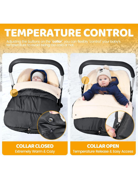 Cubierta de Asiento de Auto para Bebés Orzbow Invierno, Negro