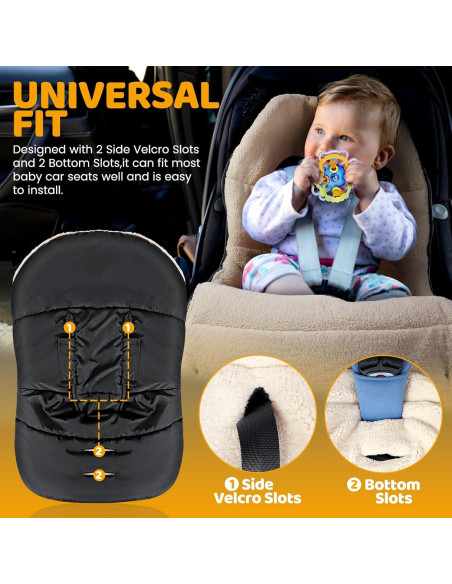 Cubierta de Asiento de Auto para Bebés Orzbow Invierno, Negro