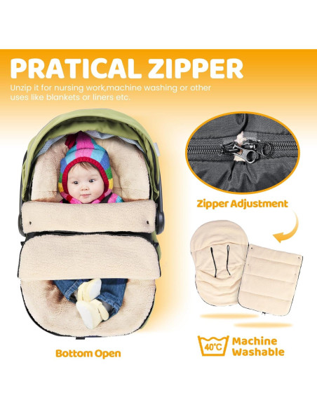 Cubierta de Asiento de Auto para Bebés Orzbow Invierno, Negro