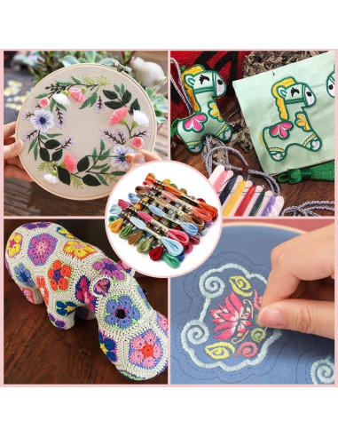 Hilo de Bordado de Poliéster CABODYALS 18 Madejas Arcoíris