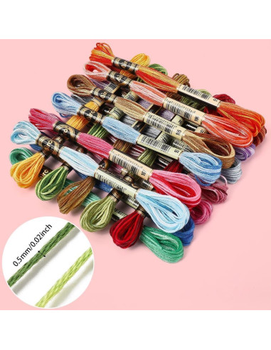 Hilo de Bordado de Poliéster CABODYALS 18 Madejas Arcoíris