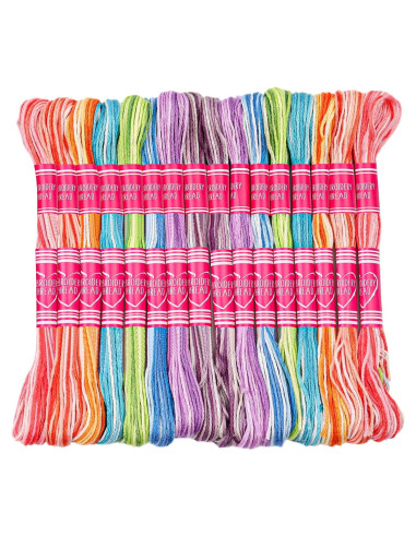 16 Madejas Hilo de Bordado Dercuy 8m Algodón Colorido DIY