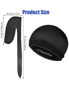 Juego de 4 Durags de Seda para Niños - Gorras de Olas Negro 2