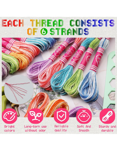 16 Madejas Hilo de Bordado Dercuy 8m Algodón Colorido DIY