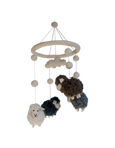 Móvil de Ovejas de Fieltro Hecho a Mano - Decoración Nórdica