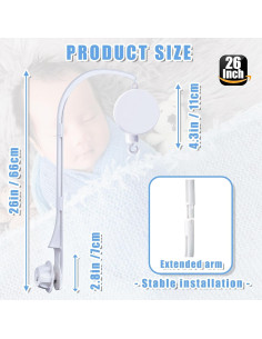 Soporte de Móvil para Cuna de Bebé RUGUO 66 cm Ajustable 2