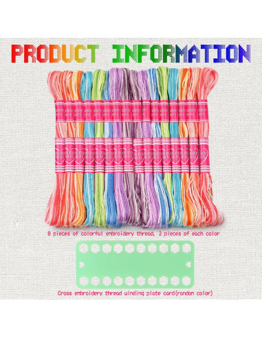 16 Madejas Hilo de Bordado Dercuy 8m Algodón Colorido DIY