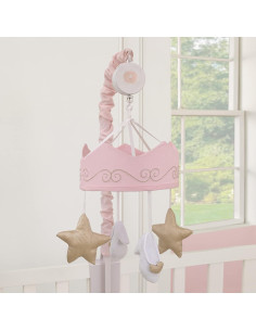 Móvil Musical Rosa y Dorado NoJo - Corona Princesa Disney 2