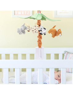 Móvil Musical de Cuna CLYMENE Animales de Safari 12 Canciones 2