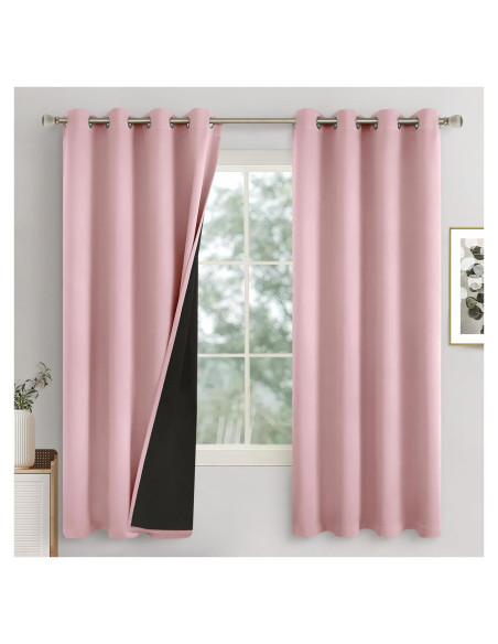 Cortinas Opacas QUEMAS Rosa 63x52 cm Aislantes Térmicos 2 Paneles
