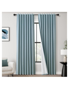 Cortinas Blackout ECIKMPIS Aqua Azul 132x213 cm 2 Piezas