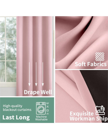 Cortinas Opacas QUEMAS Rosa 63x52 cm Aislantes Térmicos 2 Paneles