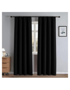 Cortinas Opacas RainCharm 52x84 Pulgadas, 2 Paneles Negros