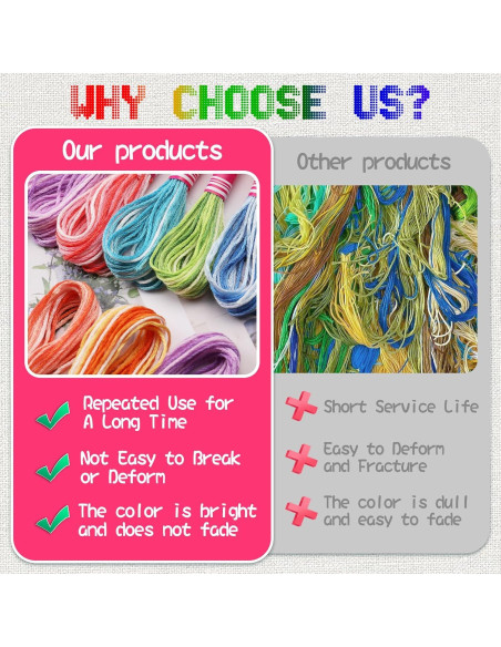 16 Madejas Hilo de Bordado Dercuy 8m Algodón Colorido DIY