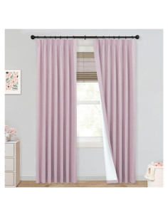 Cortinas Opacas Rosa Mrs.Naturall 213 cm 2 Paneles Pliegues