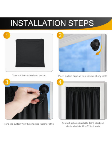 Cortina Opaca Portátil NICETOWN 132x213 cm Negra