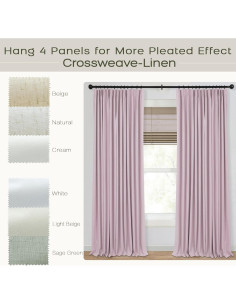 Cortinas Opacas Rosa Mrs.Naturall 213 cm 2 Paneles Pliegues 2