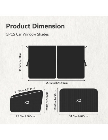 5 Sombrillas Magnéticas para Ventanas de Auto YGDMD - Oscurecimiento y Privacidad