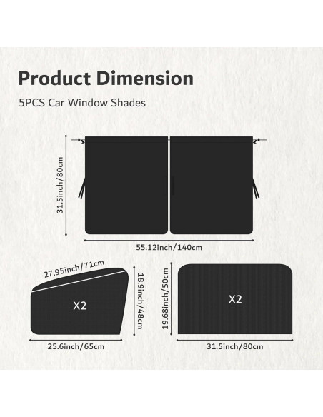 5 Sombrillas Magnéticas para Ventanas de Auto YGDMD - Oscurecimiento y Privacidad