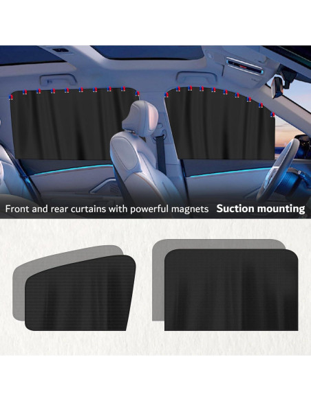 5 Sombrillas Magnéticas para Ventanas de Auto YGDMD - Oscurecimiento y Privacidad