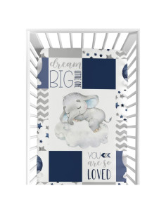 Sábana Ajustada para Cuna HawSkgFub Elefante Azul 132x71 cm