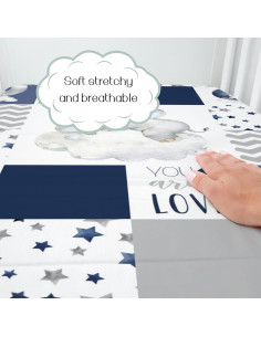 Sábana Ajustada para Cuna HawSkgFub Elefante Azul 132x71 cm 2