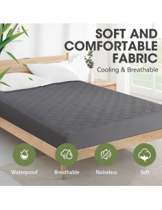 Protector de Colchón Impermeable HYLEORY California King Gris 2