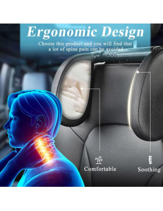 Almohada Reposacabezas Ajustable VniYors Negro x2 - Viajes 2