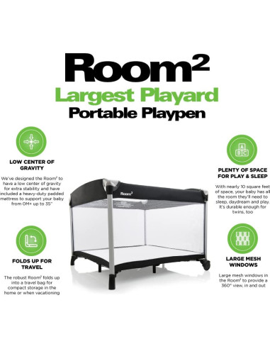 Parque Infantil Portátil Joovy Room Negro 101x101 cm
