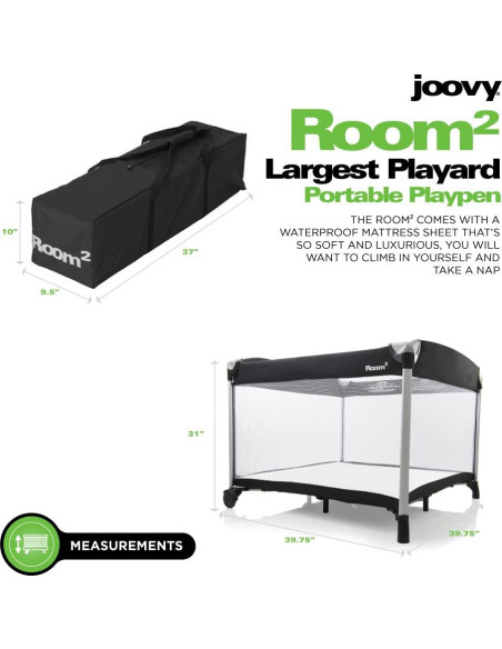 Parque Infantil Portátil Joovy Room Negro 101x101 cm