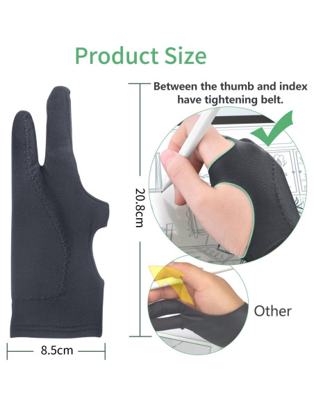 Guantes de Dibujo Artístico GUUGEI - 2 Paquetes Negros Guantes de Dibujo Artístico GUUGEI - 2 Paquetes Negros