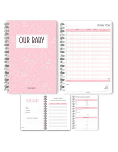Registro Diario del Bebé Templatables A5 Rosa - Rastrear Sueño y Alimentación