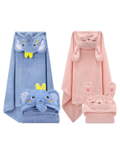 Paquete de 2 Toallas de Baño con Capucha VZZNN 66x140 cm