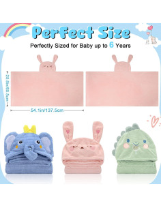 Paquete de 2 Toallas de Baño con Capucha VZZNN 66x140 cm 2