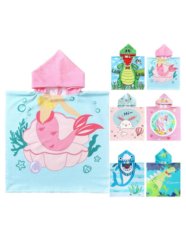 Toalla de Playa con Capucha NovForth Sirena Rosa 61x61cm