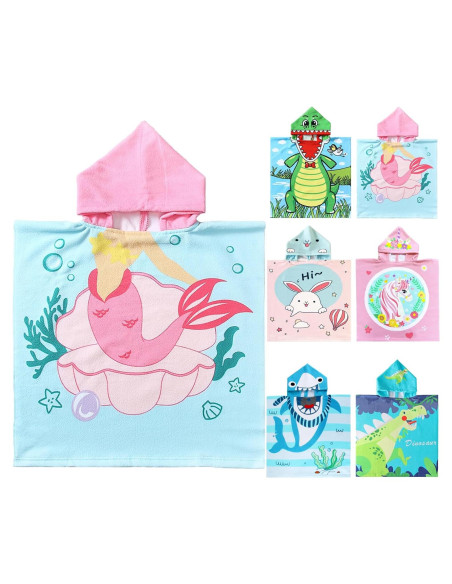 Toalla de Playa con Capucha NovForth Sirena Rosa 61x61cm