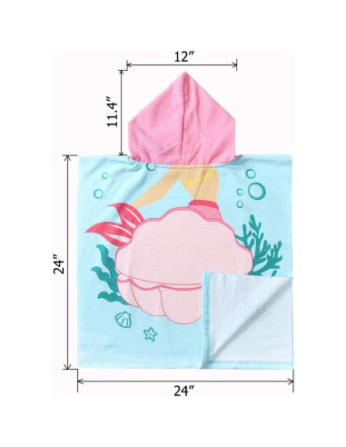 Toalla de Playa con Capucha NovForth Sirena Rosa 61x61cm