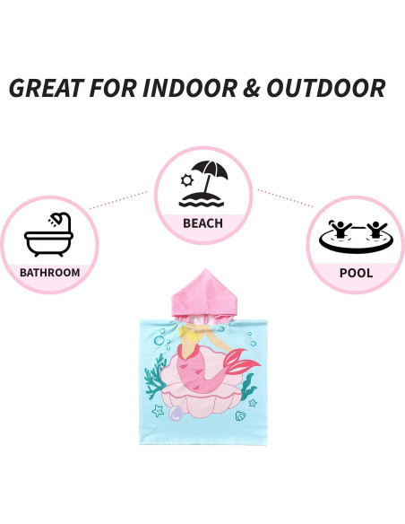 Toalla de Playa con Capucha NovForth Sirena Rosa 61x61cm