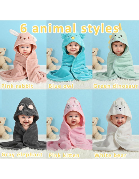 Paquete de 6 Toallas de Baño con Capucha VZZNN 81x81 cm