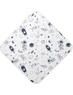 Toalla con Capucha GOODOLD 100% Algodón Patrón Espacial 76.2x76.2 cm 2